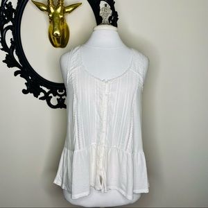 Black Swan White Tank Top with Lace Details